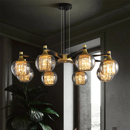 Classic Crystal Glass Globe Multi Light Chandelier