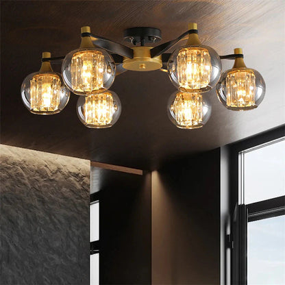 Classic Crystal Glass Globe Multi Light Chandelier
