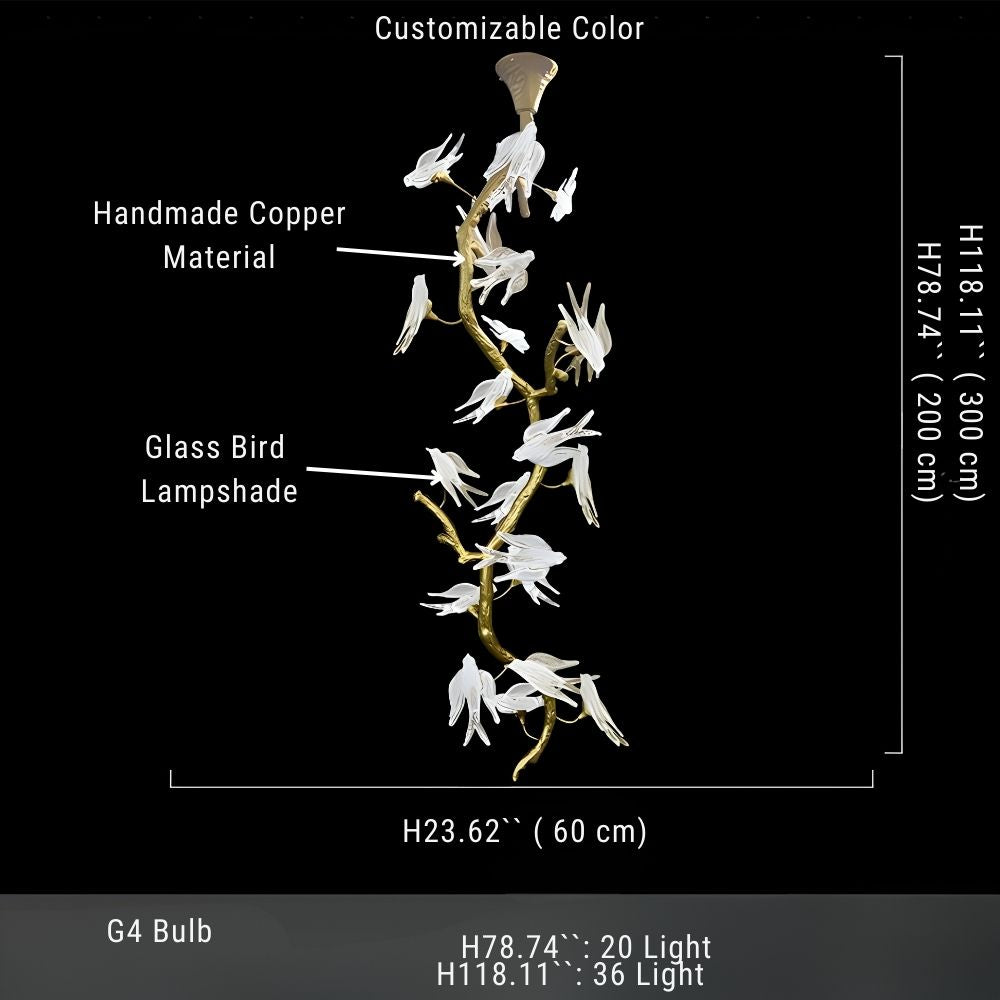 Trevi Brass Tree Branch Staircase Chandelier