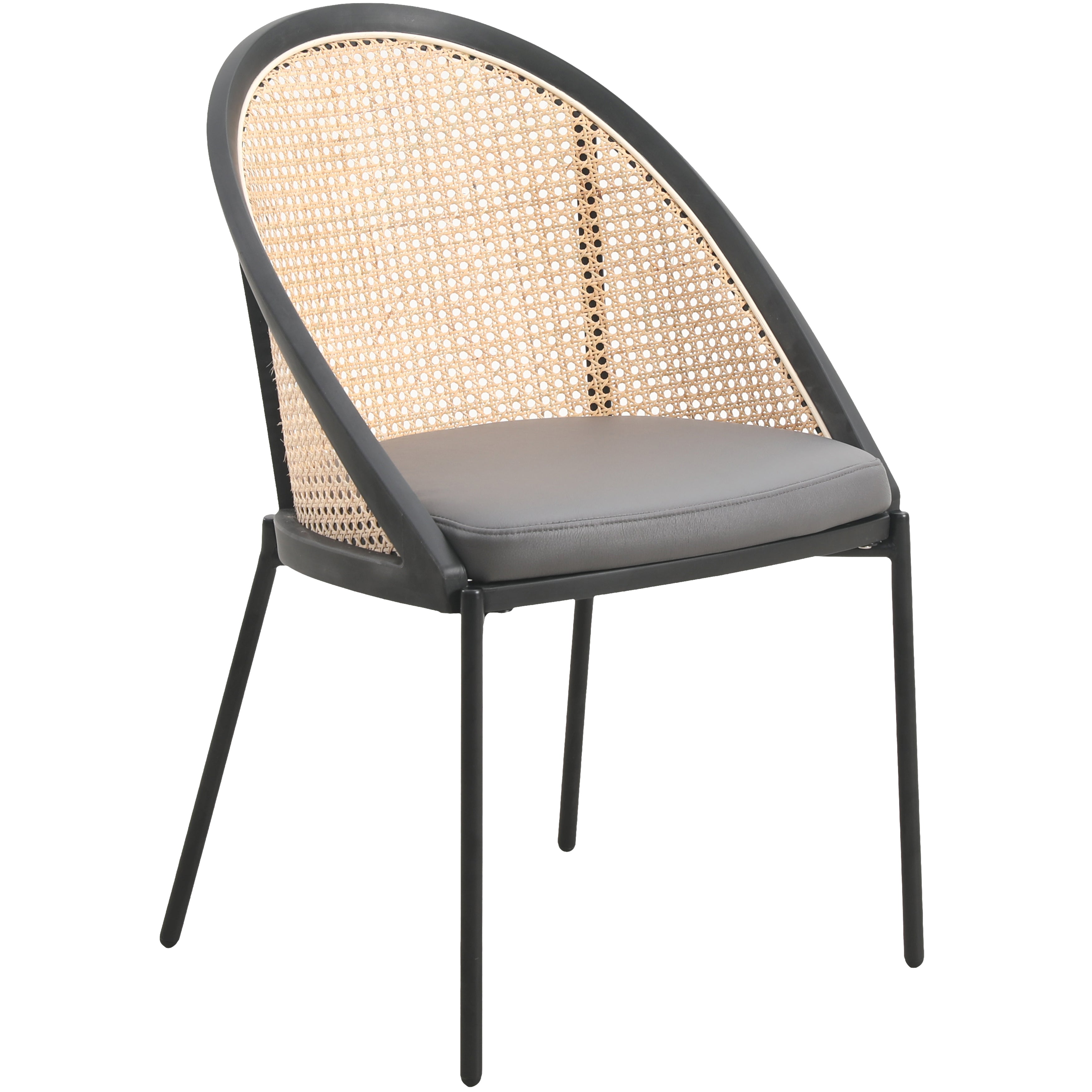 Urbane Collection Modern Dining Chair With Wicker back in Charcoal