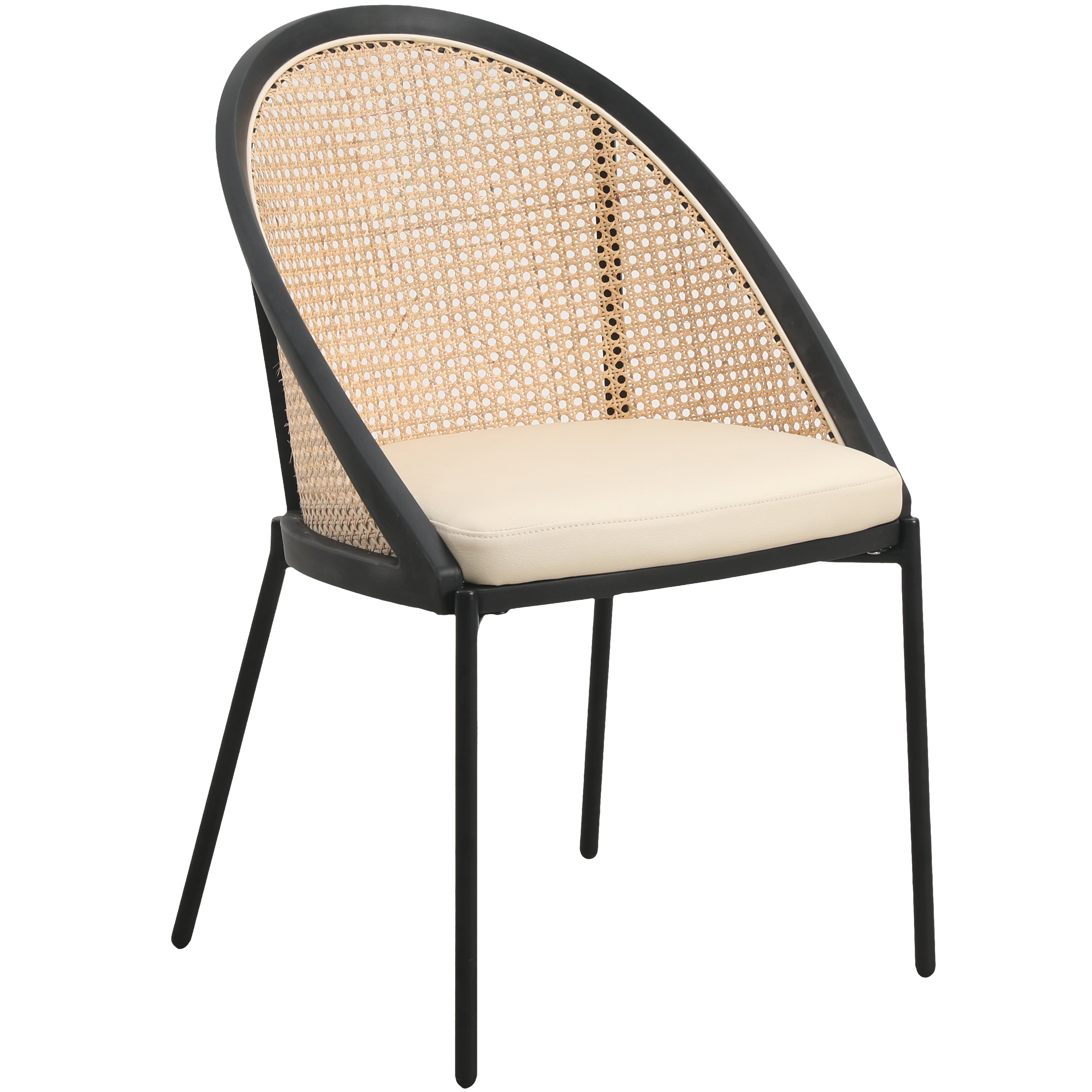 Urbane Collection Modern Dining Chair With Wicker back in Cream