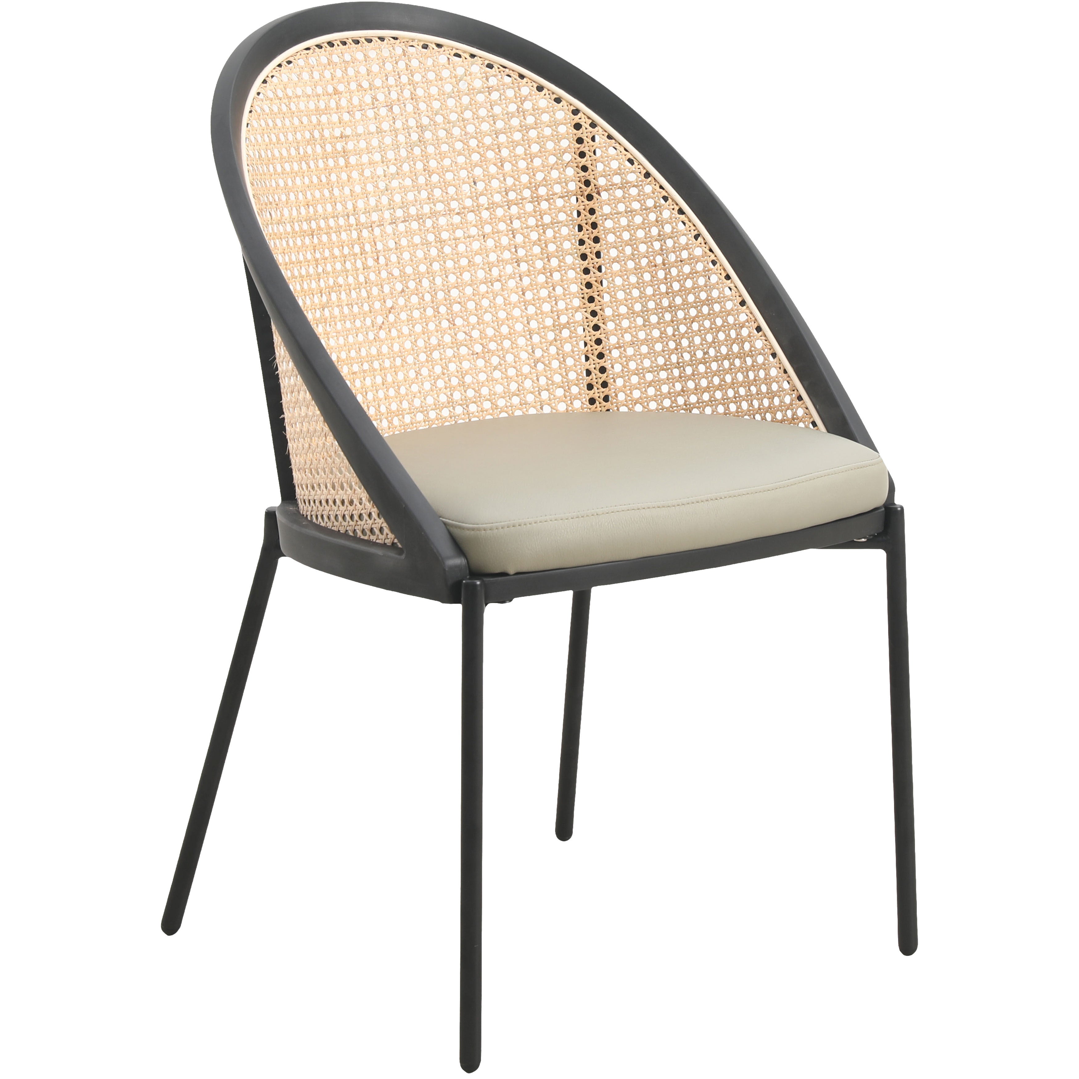 Urbane Collection Modern Dining Chair With Wicker back in Olive Green