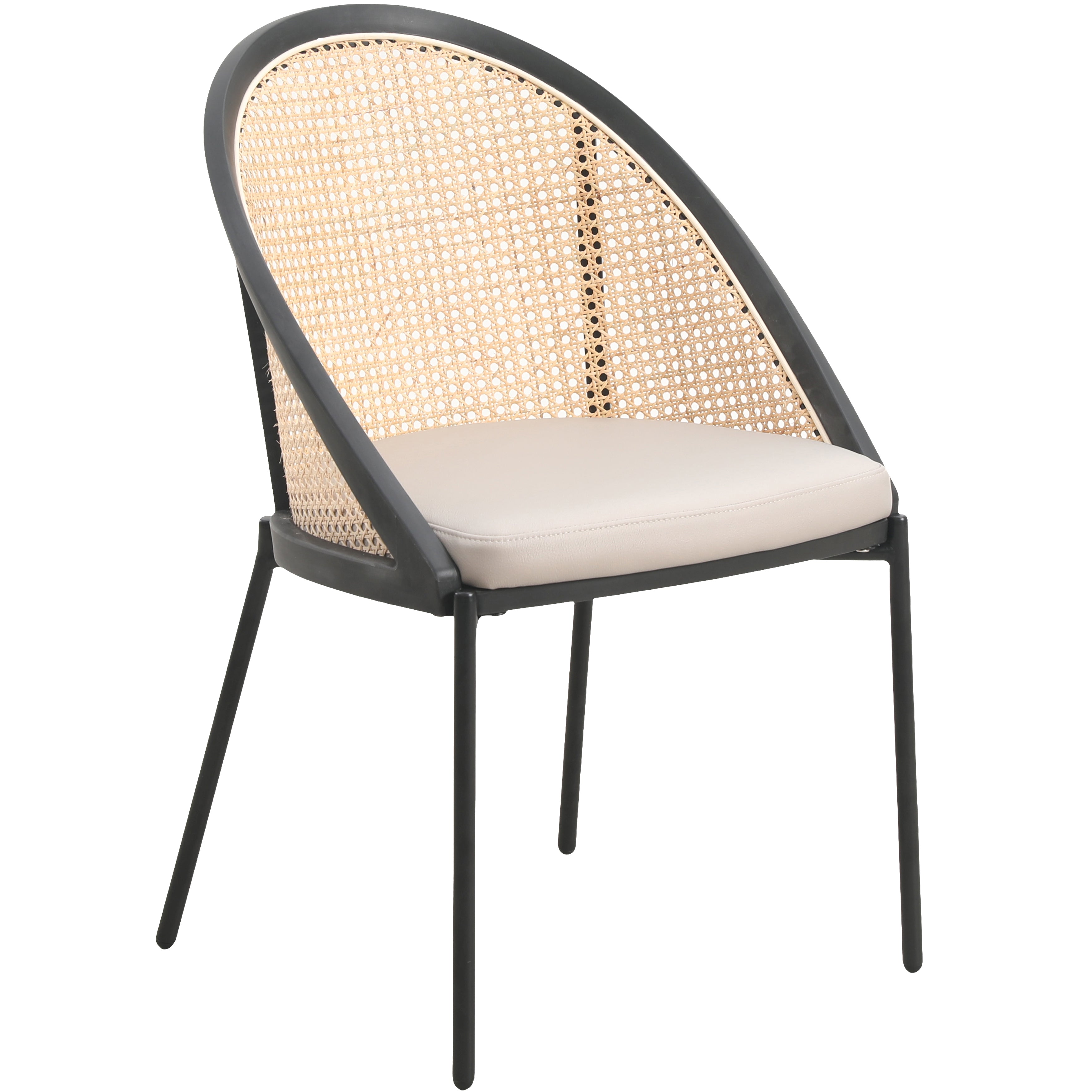 Urbane Collection Modern Dining Chair With Wicker back in Toupe