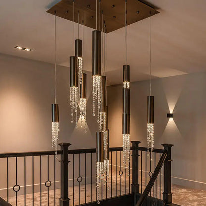 Ulas Modern Crystal Cascade LED Pendant Chandelier