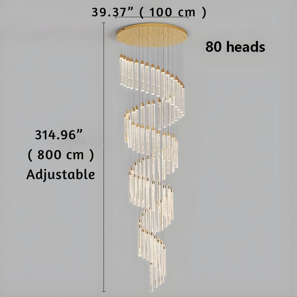 Uly Gold Crystal Chandelier for Staircase & Foyer & High Ceiling
