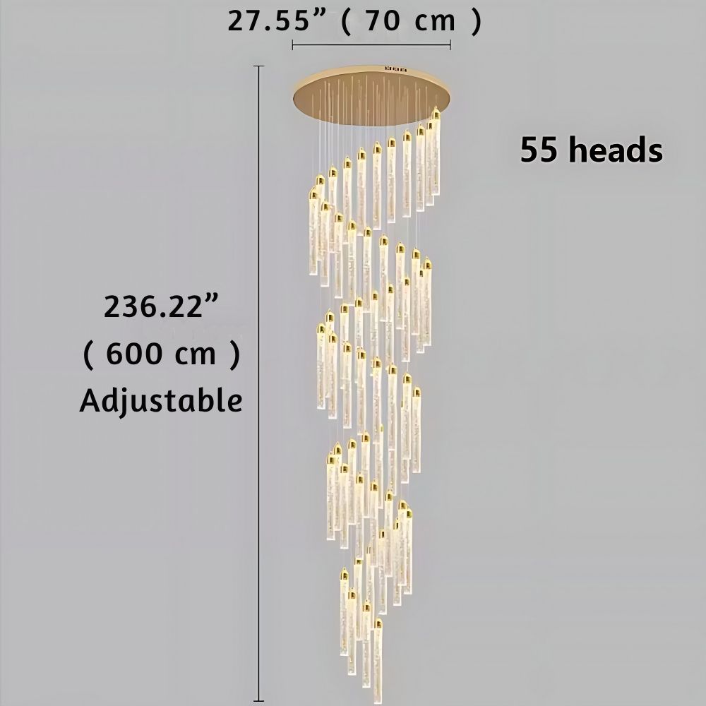 Uly Gold Crystal Chandelier for Staircase & Foyer & High Ceiling