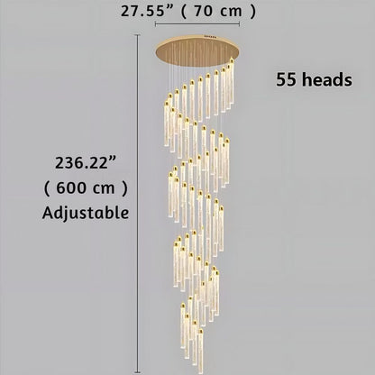 Uly Gold Crystal Chandelier for Staircase & Foyer & High Ceiling