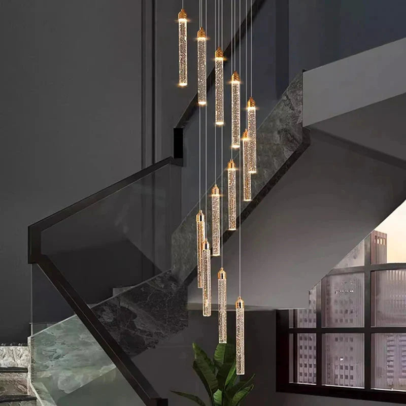 Uly Gold Crystal Chandelier for Staircase & Foyer & High Ceiling