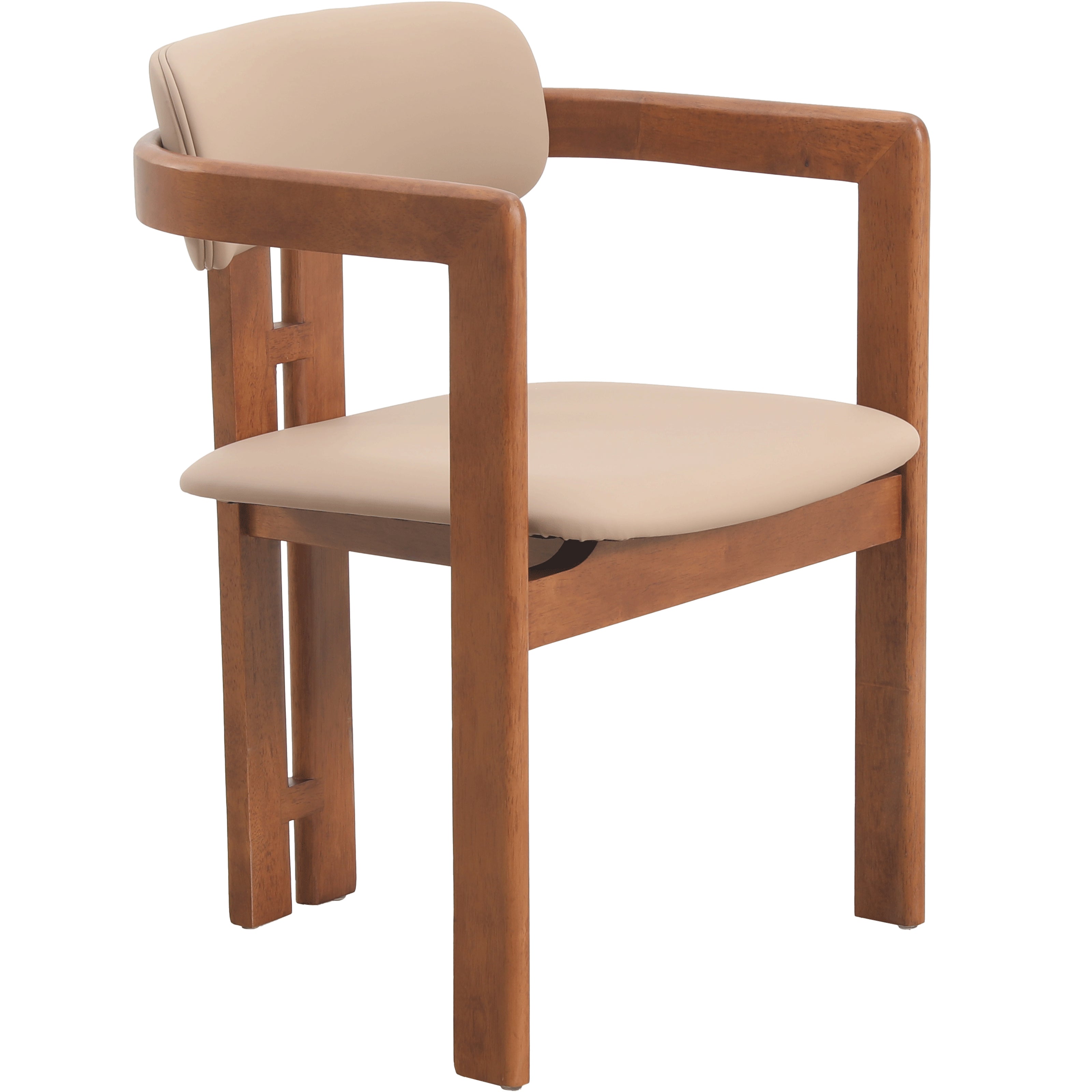 Velo Series Modern Dining Chair in Dark Natural Wood with Taupe Seat