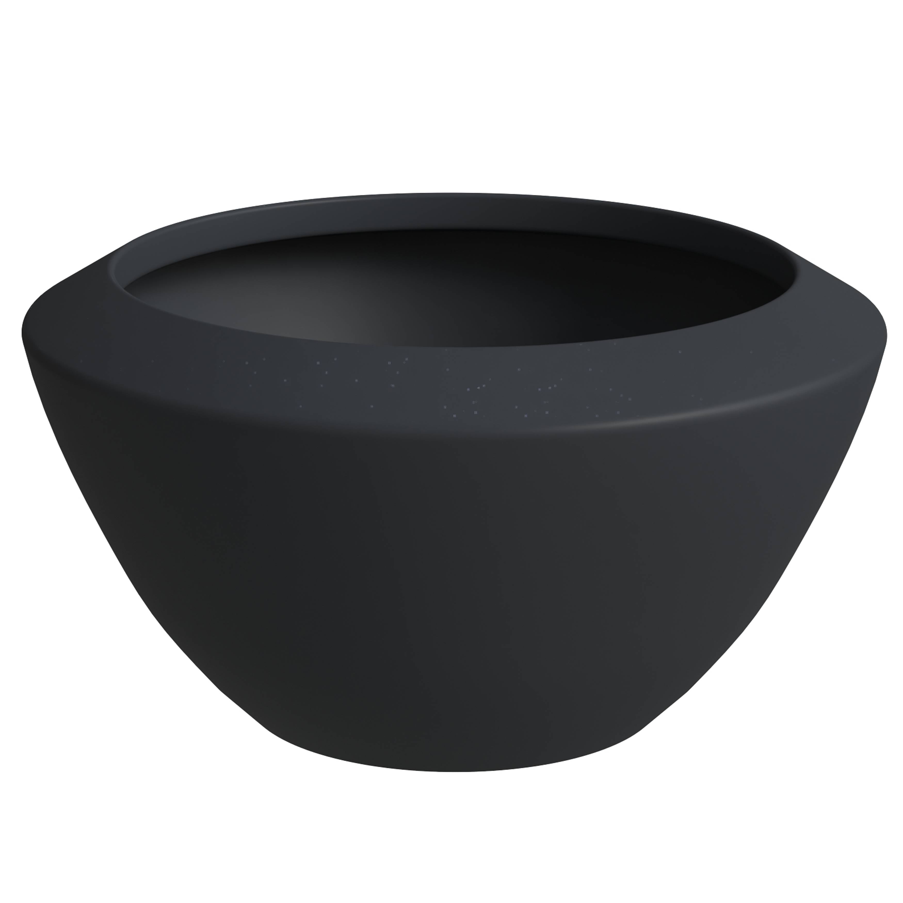 Vessel Series Poly Stone Planter in Black 22" Dia 15" high