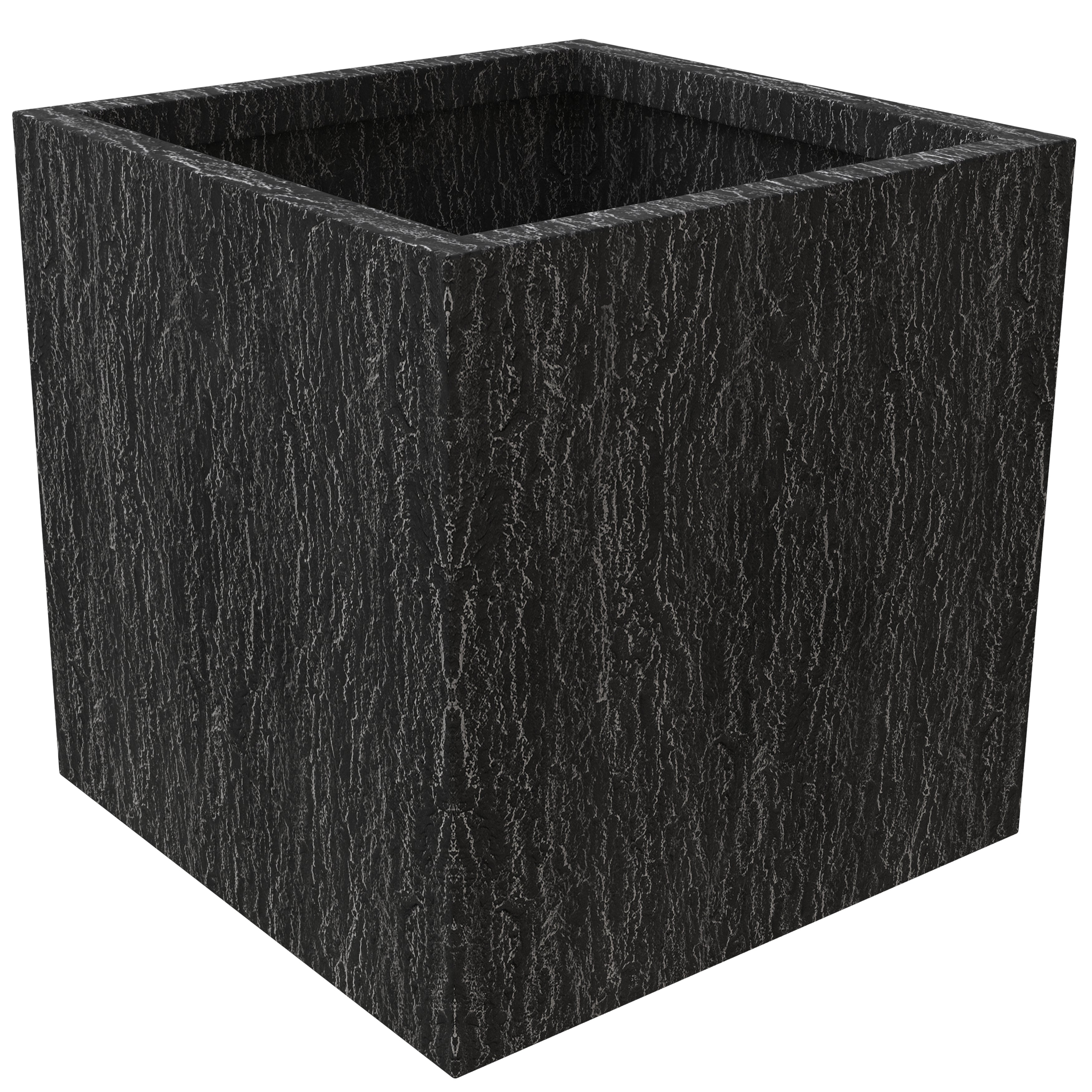 Verdura Series Cubic Poly Stone Planter in Dotted Blck 29.5 Cube