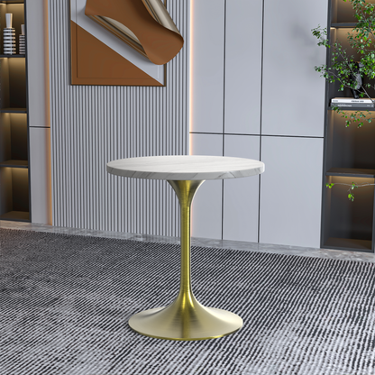 Vera 27" Round Dining Table - Gold Base Sintered Stone Top
