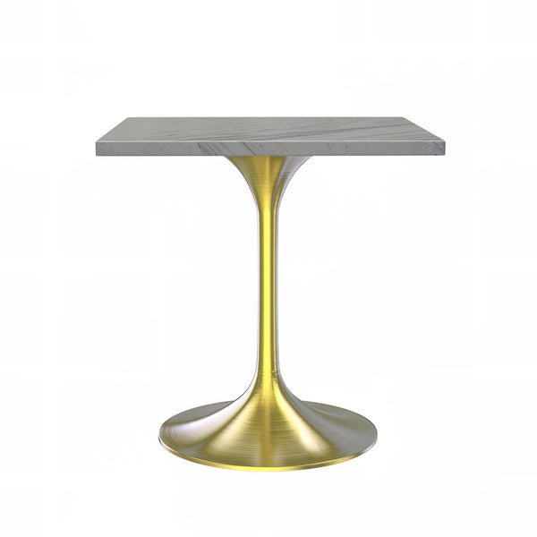 Vera 27" Square Dining Table - Gold Base Marbleized Top