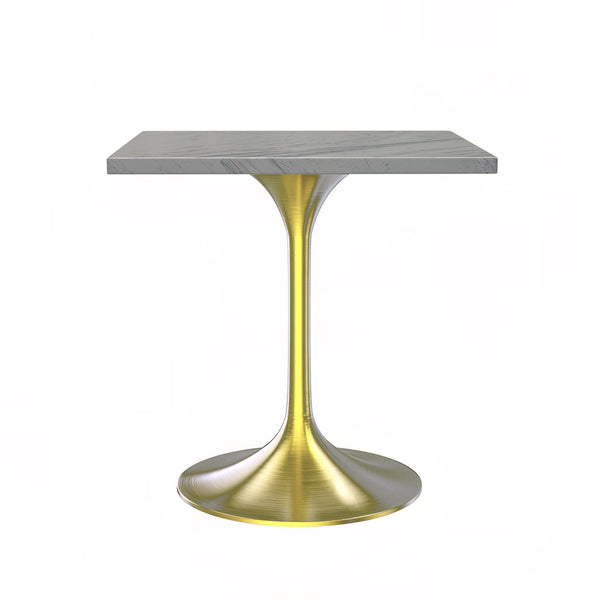 Vera 36" Square Dining Table - Gold Base Marbleized Top