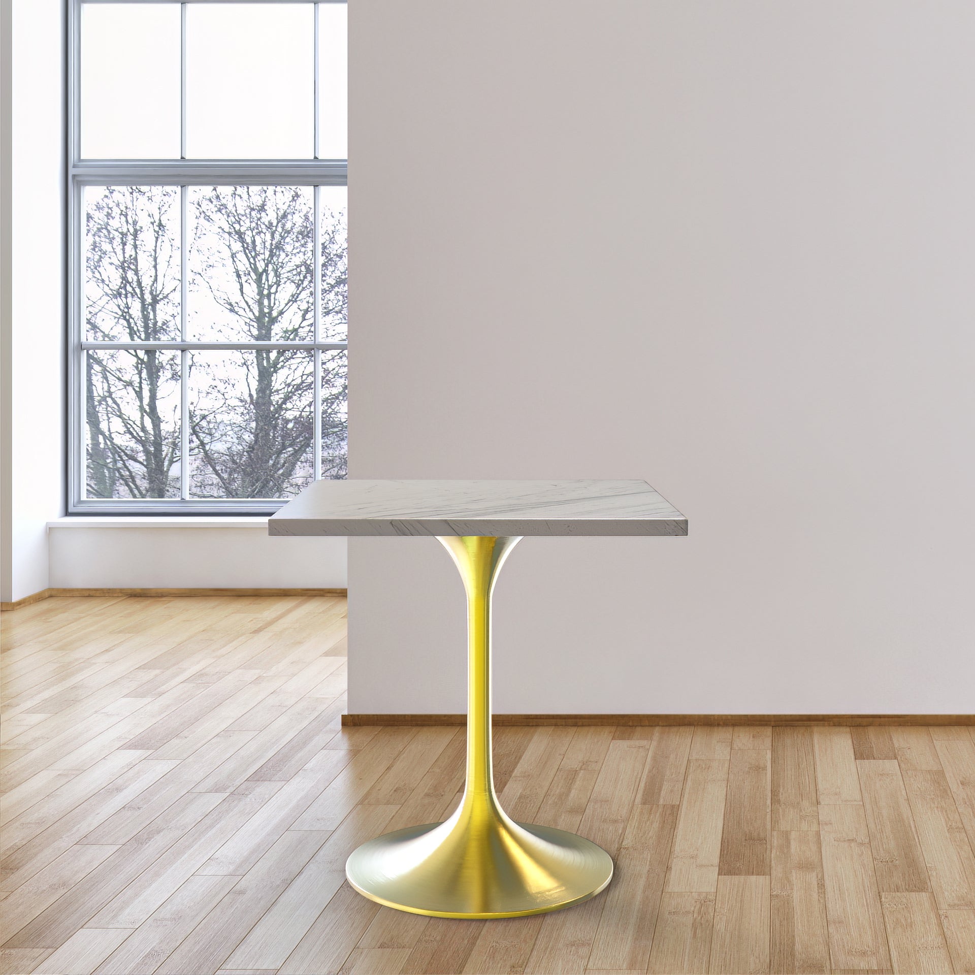 Vera 27" Square Dining Table - Gold Base Marbleized Top