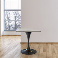 Vera 27" Square Dining Table - Black Base Marbleized Top