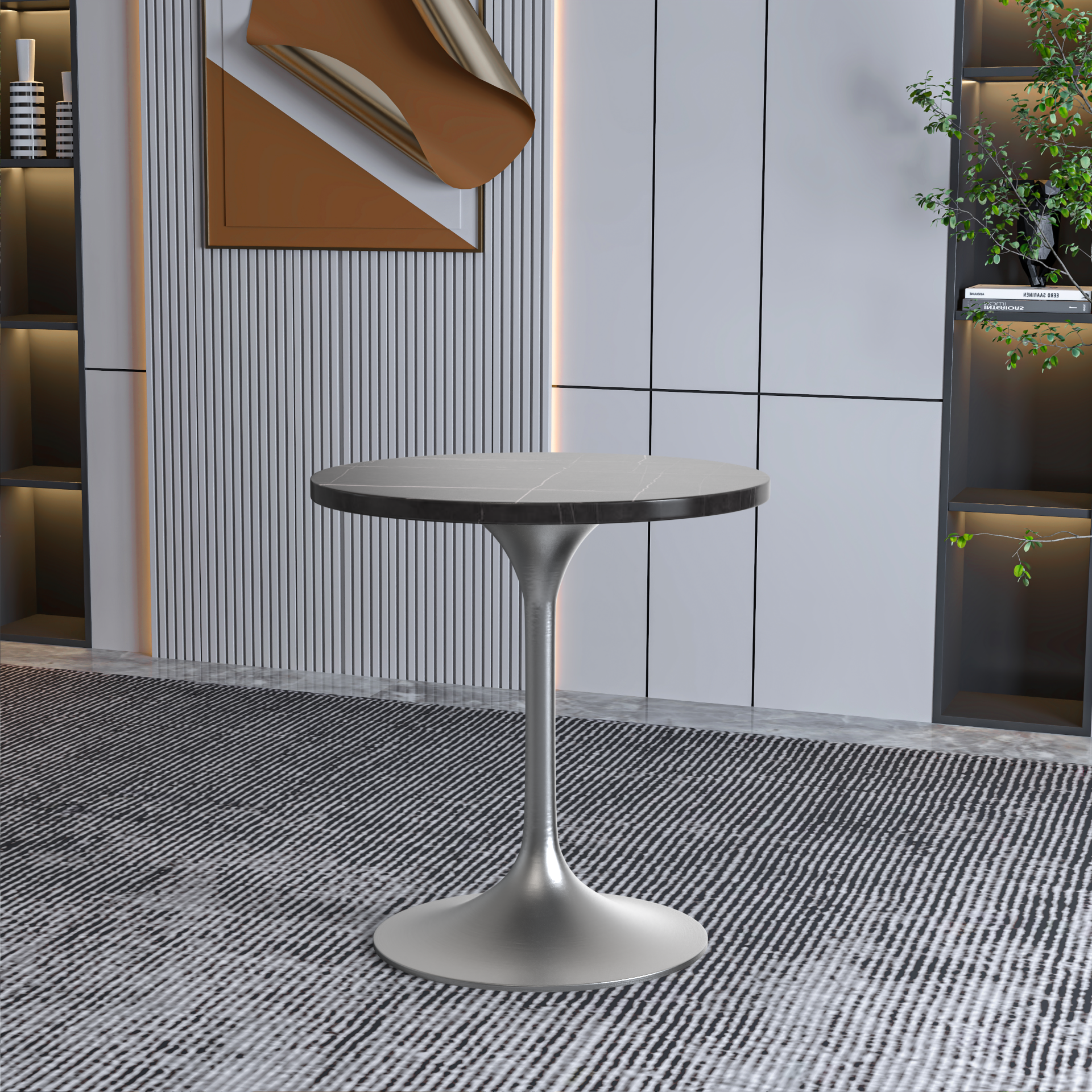 Vera 27" Round Dining Table - Brushed Chrome Base