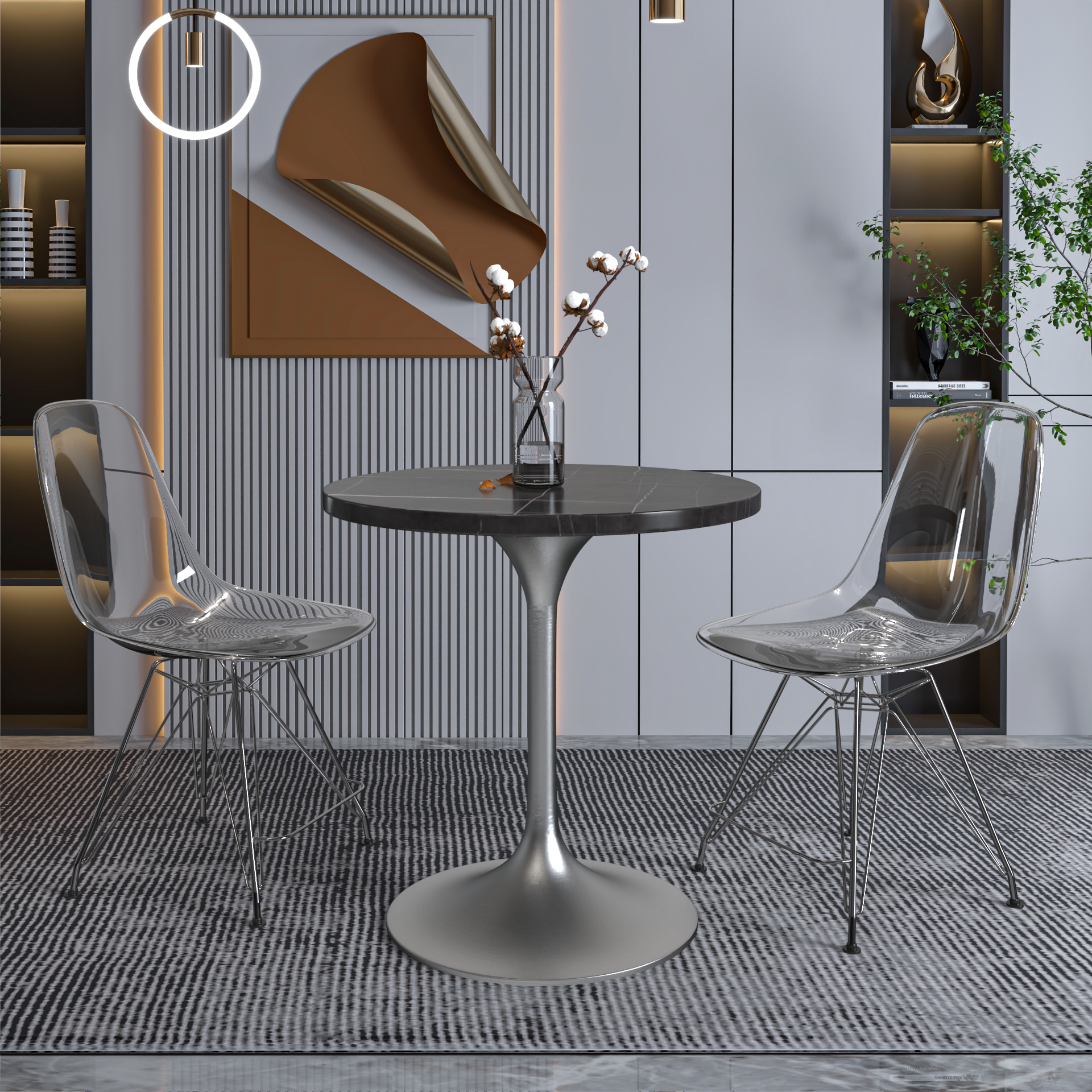 Vera 27" Round Dining Table - Brushed Chrome Base