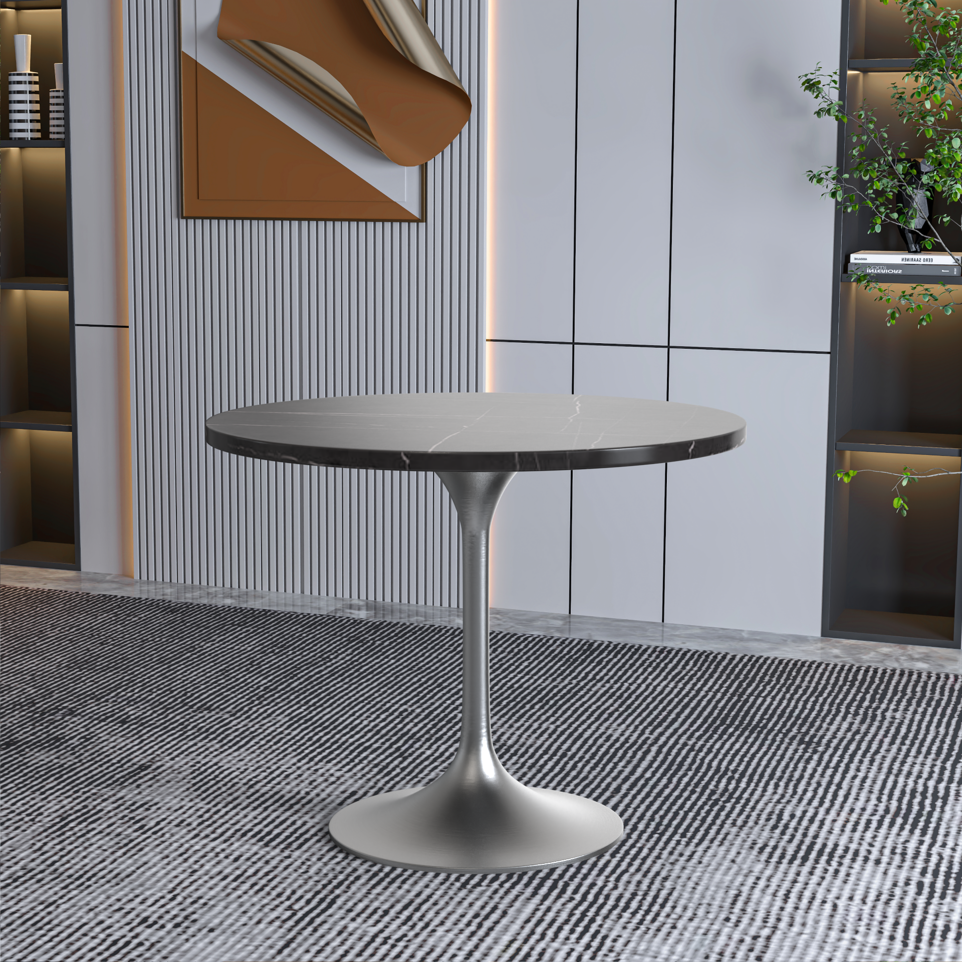 Vera 36" Round Dining Table - Brushed Chrome Base