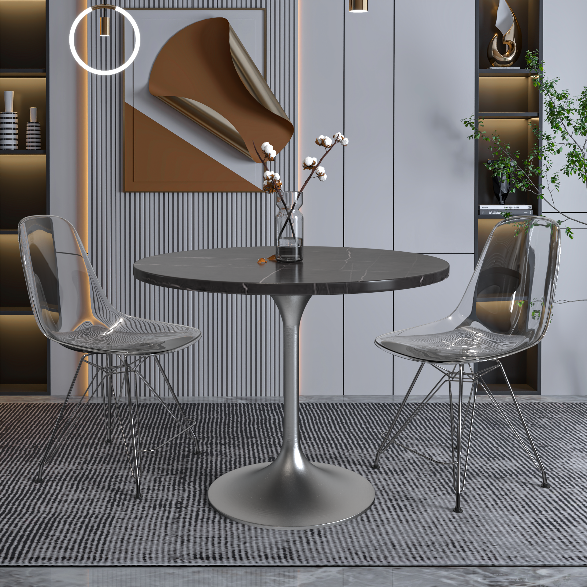 Vera 36" Round Dining Table - Brushed Chrome Base