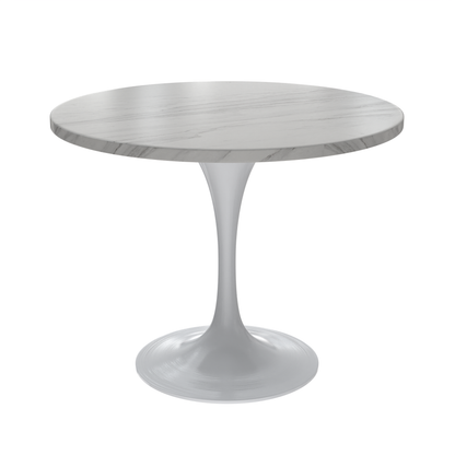 Vera 36" Round Dining Table - White Base Sintered Stone Top