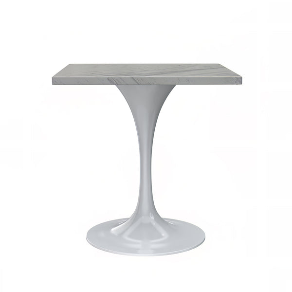 Vera 27" Square Dining Table - White Base Marbleized Top