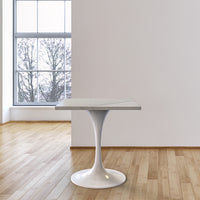 Vera 27" Square Dining Table - White Base Marbleized Top
