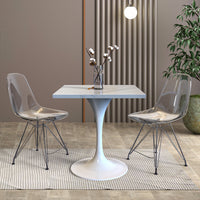 Vera 36" Square Dining Table - White Base Marbleized Top