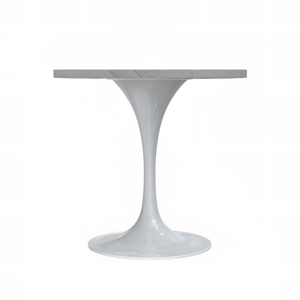 Vera 27" Square Dining Table - White Base Marbleized Top