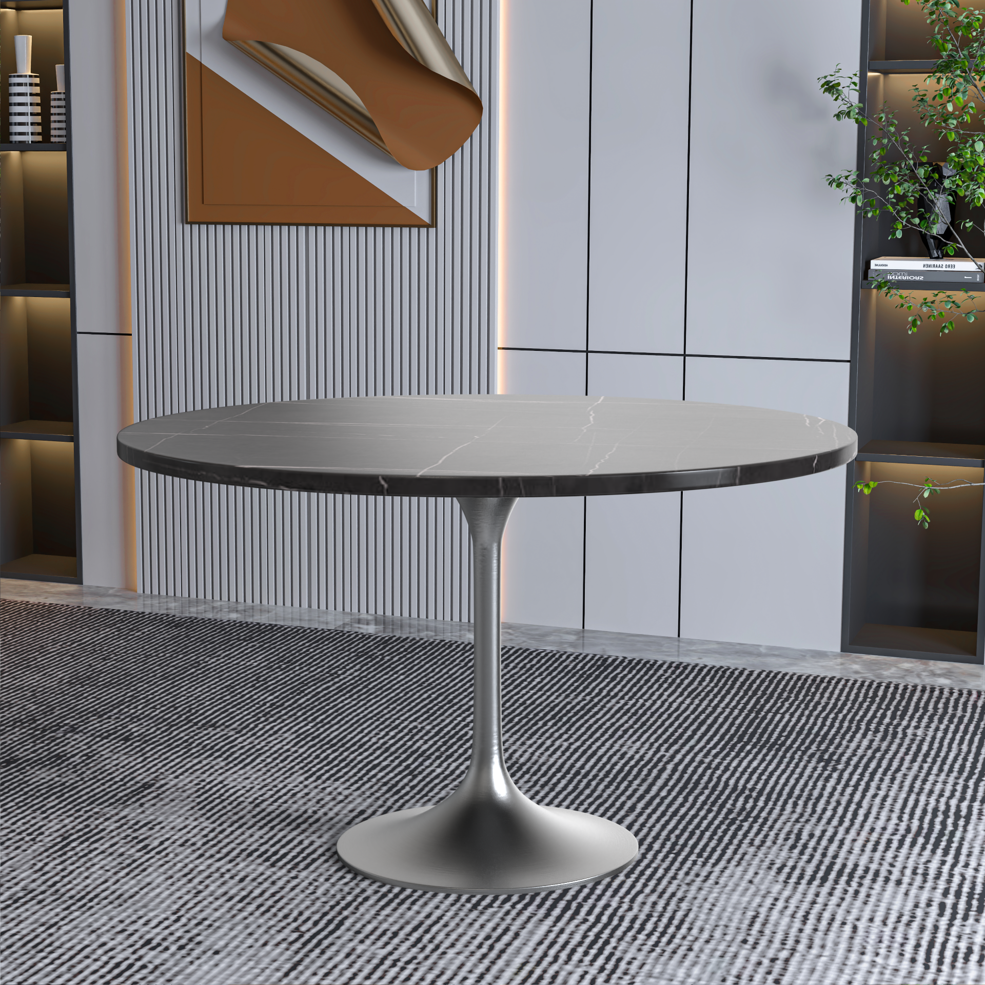 Vera 48" Round Dining Table - Brushed Chrome Base