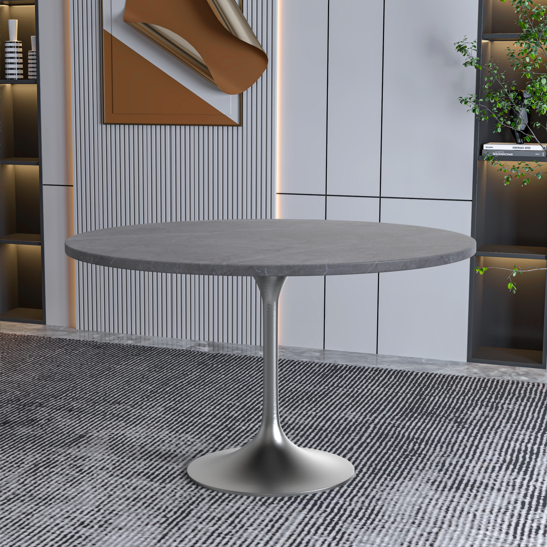 Vera 48" Round Dining Table - Brushed Chrome Base