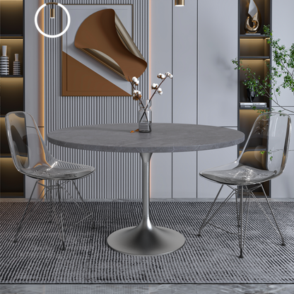 Vera 48" Round Dining Table - Brushed Chrome Base