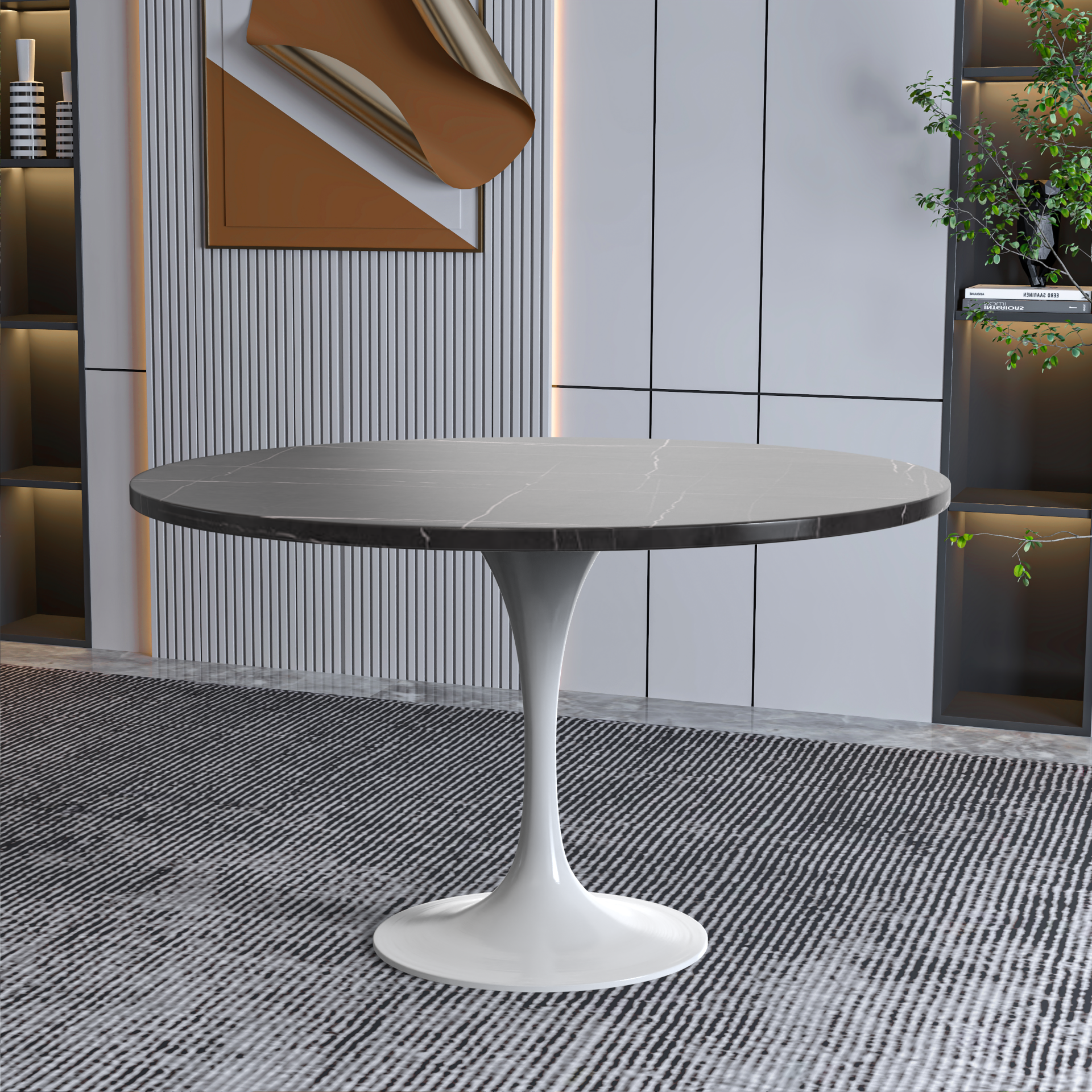 Vera 48" Round Dining Table - White Base