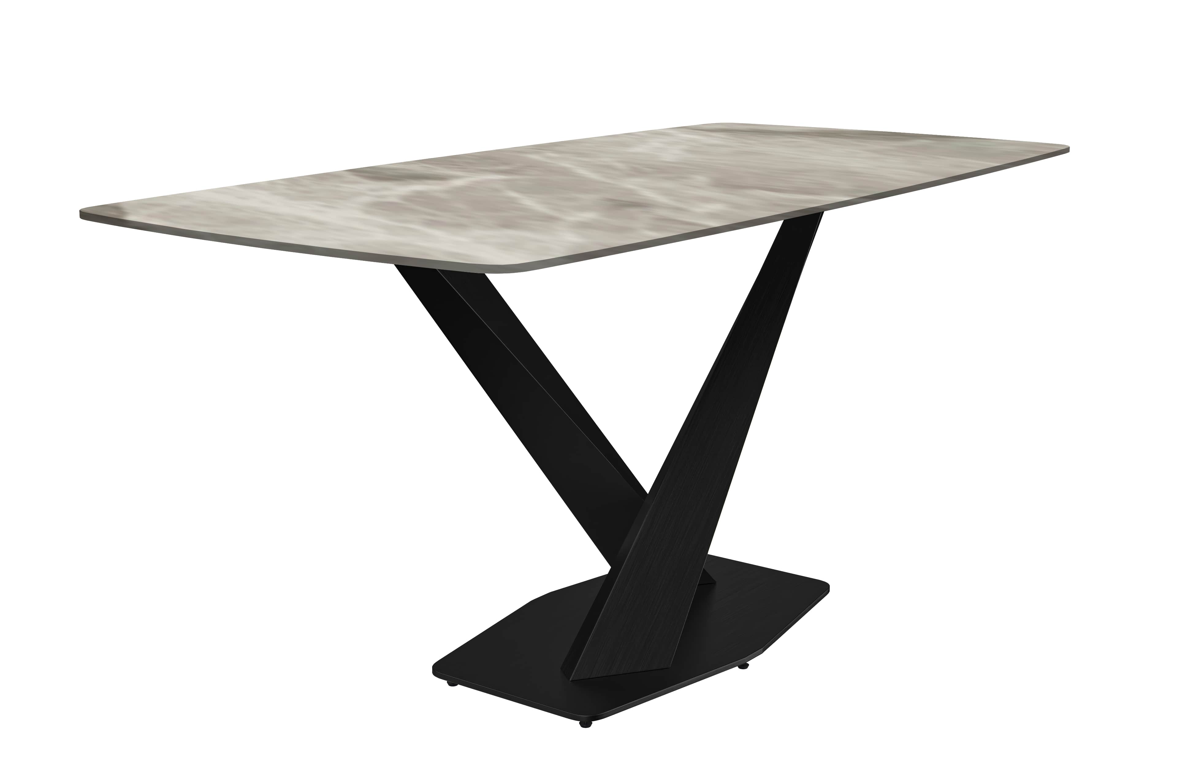 Voren Series Modern Dining Table Black Base, With 71 Deep Grey Sintered Stone Top