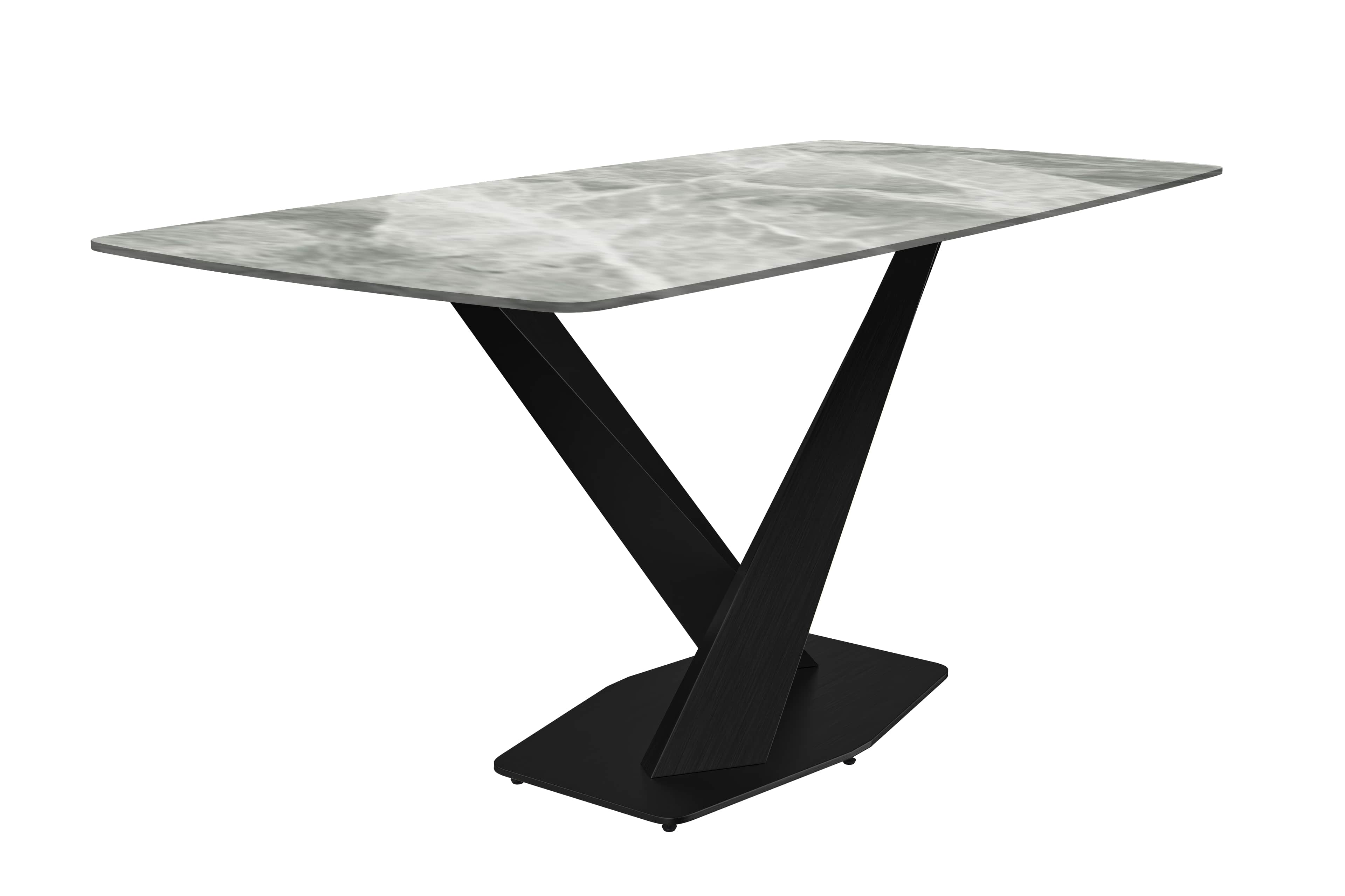 Voren Series Modern Dining Table Black Base, With 71 Light Grey Sintered Stone Top