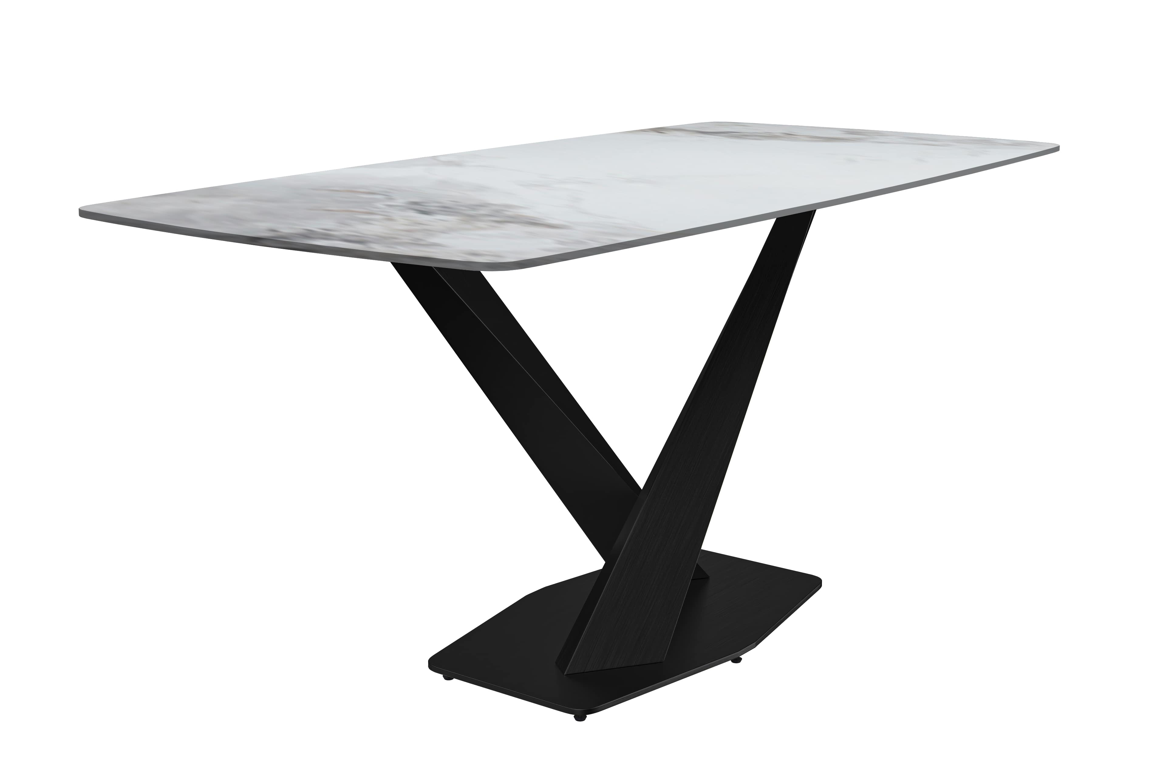 Voren Series Modern Dining Table Black Base, With 71 Medium Grey Sintered Stone Top