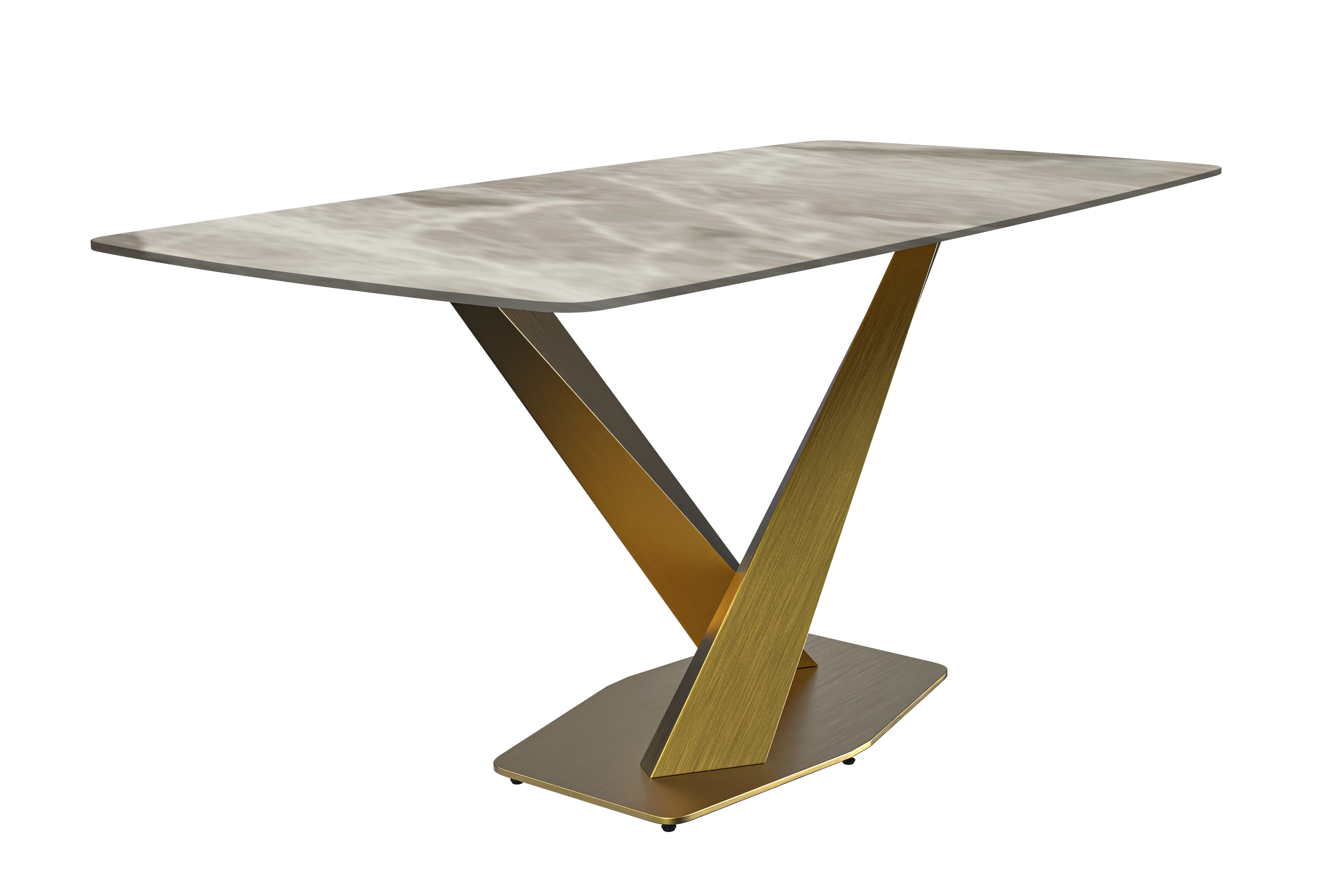 Voren Series Modern Dining Table Gold Base, With 55" Deep Grey Sintered Stone Top