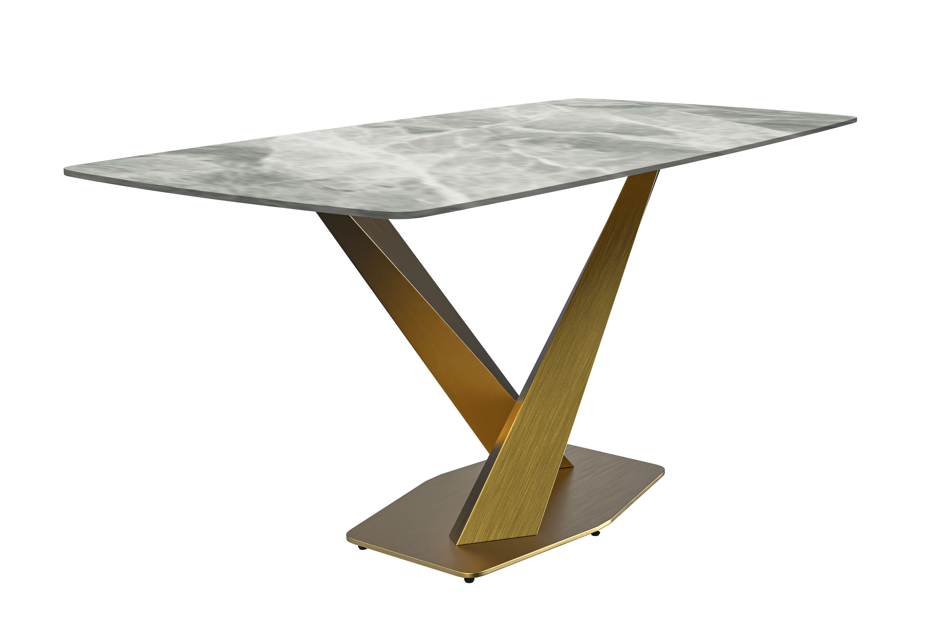 Voren Series Modern Dining Table Gold Base, With 55" Light Grey Sintered Stone Top