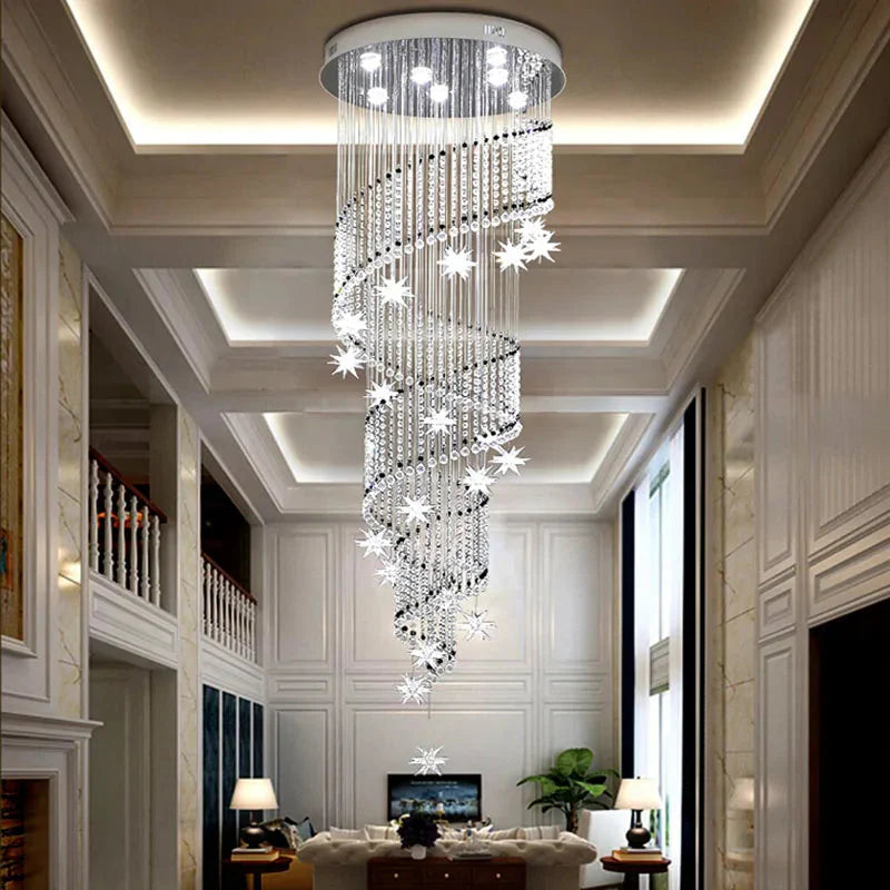 Vena Spiral Raindrop Crystal Chandelier for Staircase