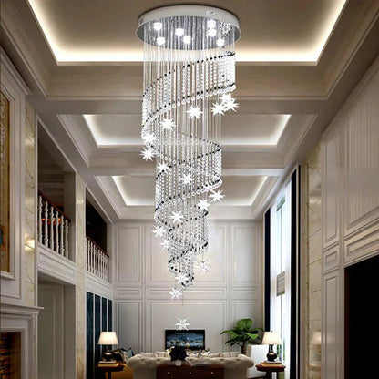 Vena Spiral Raindrop Crystal Chandelier for Staircase