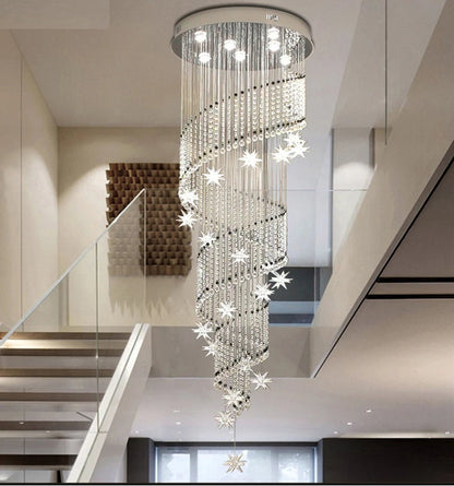 Vena Spiral Raindrop Crystal Chandelier for Staircase