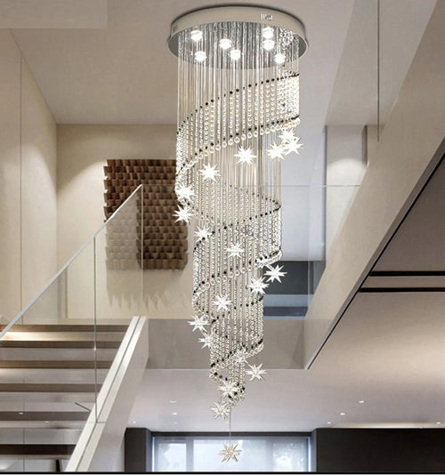 Vena Spiral Raindrop Crystal Chandelier for Staircase