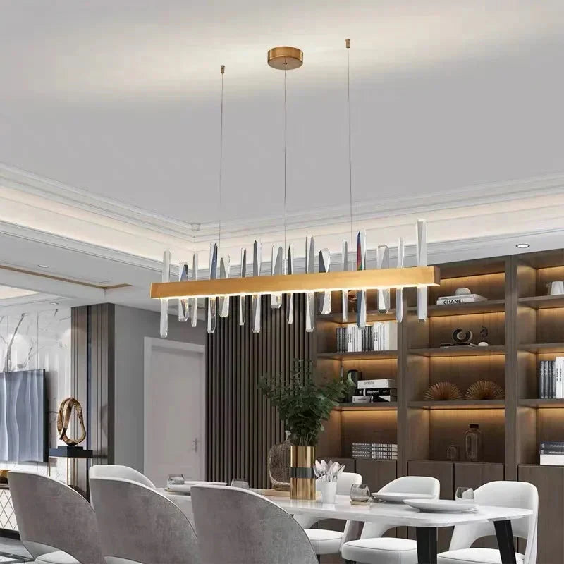 Vetra Gold Rectangular Crystal Chandelier