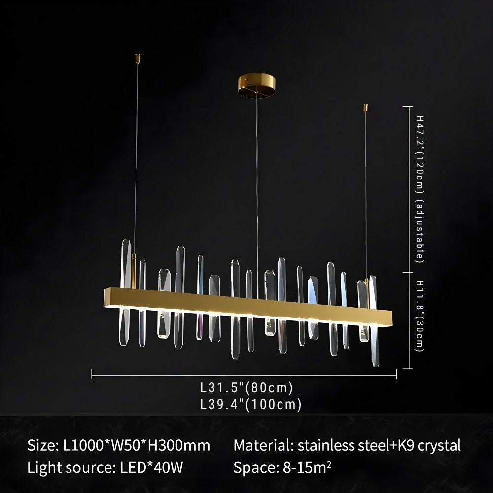 Vetra Gold Rectangular Crystal Chandelier