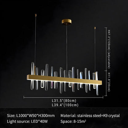Vetra Gold Rectangular Crystal Chandelier