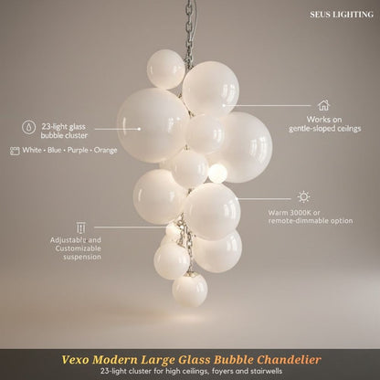 Classic Modern Large Glass Bubble Chandelier