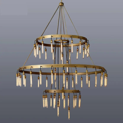 Vintage Round 3 Tier Metal Axis Pendant Chandelier