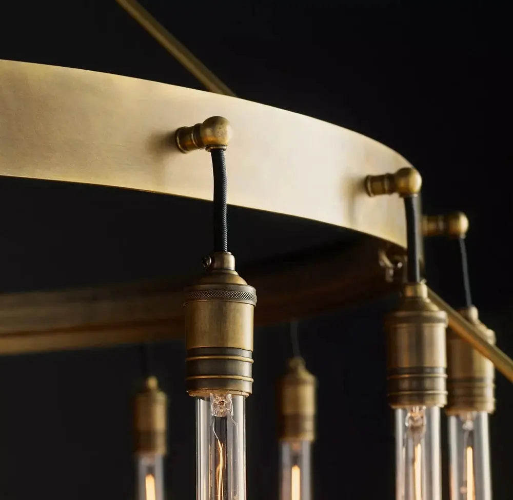 Vintage Round 3 Tier Metal Axis Pendant Chandelier