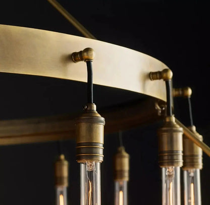 Vintage Round 3 Tier Metal Axis Pendant Chandelier