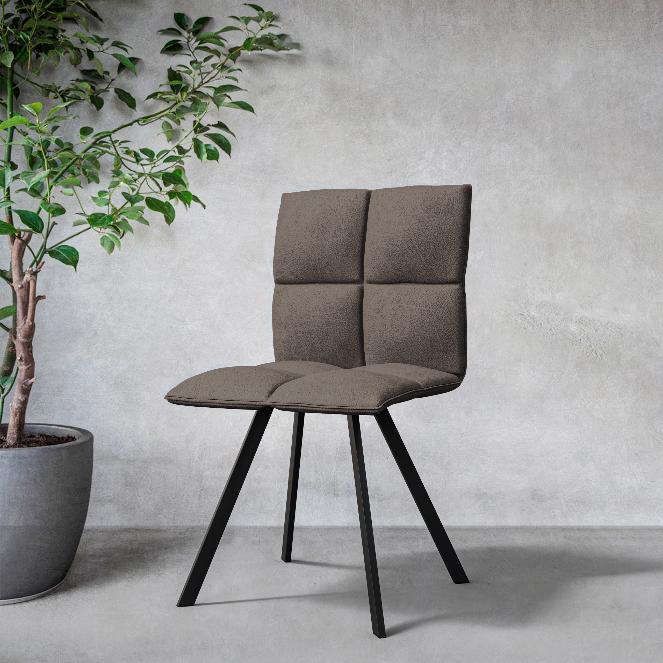 Wesley Modern Leather Dining Chair With Metal Legs